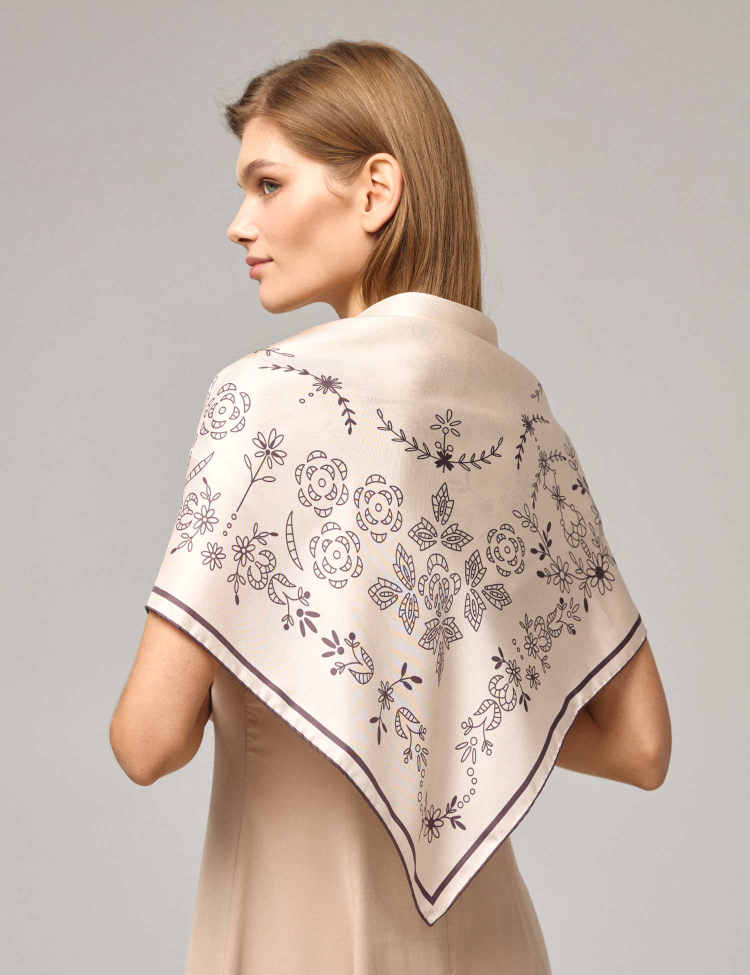 Картинка Шовкова хустина «Мереживо» Ivory 